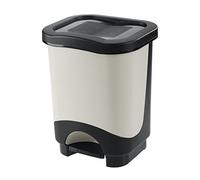 Tontarelli S2201129 Cubo de Basura con Pedal, 35 x 29 x 44.5 cm x 24 l, Negro/Blanco