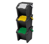 Tontarelli - Set de 3 papeleras apilables MODA 30L con asa