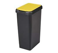 Tontarelli Touch&lift Papelera 45 litros, unitario, color negro con tapa amarilla