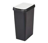 Tontarelli Touch&lift Papelera 45 litros, unitario, color negro con tapa blanca, 46 litros