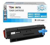 TONTINTA MS331 MX331 MS431 MX431 MX432 Cartucho de Tóner Reacondicionado Capacidad Estándar 3000 Páginas Negro para MS331dn MX331adn MS431dn MS431dw MX431adn MX431adw MX432adwe Impresora