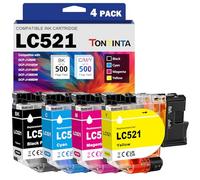 TONTINTA LC521 LC521VAL Cartuchos de Tinta Compatibles Capacidad estándar LC521BK LC521C LC521M LC521Y para Impresoras Brother DCP-J1260W DCP-J1310DW DCP-J1313DW DCP-J1360DW DCP-J1460DW (4 Colores)