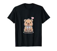 Tonto Capibara Beber Boba Tea Kawaii Lindo Camiseta