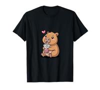 Tonto Kawaii Capibara Beber Boba Tea Lover Camiseta