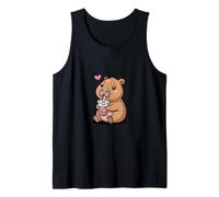 Tonto Kawaii Capibara Beber Boba Tea Lover Camiseta sin Mangas