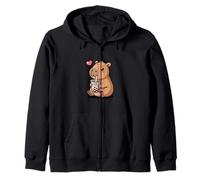 Tonto Kawaii Capibara Beber Boba Tea Lover Sudadera con Capucha