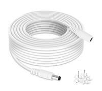 Tonton Cables de extensión de 12V DC de 10 Metros, Cable de extensión de 2,1 mm x 5,5 mm para Fuente de alimentación, Hembra a Macho para cámara de Seguridad, cámara IP, DVR, 10M (Blanco)
