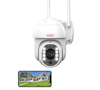 Tonton Cámara de vigilancia IP Domo 1080P para Exteriores PTZ Wi-Fi, cámara IP WiFi pivotante de 350°/100°, visión Nocturna a Todo Color de 30M (100Ft), Seguimiento automático de Personas AI