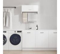 Tonture Armario blanco de 70 x 32,5 x 35 cm, material de madera con barra para colgar ropa y espacio de almacenamiento para dormitorio, pasillo, habitación infantil, almacenamiento versátil, puertas