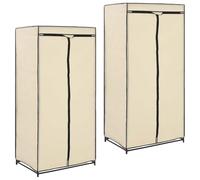 Tonture Juego de 2 armarios color crema, 75 x 50 x 160 cm, con funda de tela, marco de hierro, cremalleras, soporte de pared, ideal para dormitorio, pasillo, habitación de los niños, espacio de