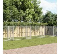 Tonture Perrera para perros con puertas, gris, 10 x 2 x 1,5 m, de acero galvanizado, para exterior, interior, valla de transporte, seguridad para cachorros y mascotas