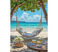 Tontut Kit de pintura de diamantes Swing by the Sea Full Diamond Round Diamond Art; 5D DIY Art Craft para adultos y principiantes, perfecto para decoración de pared del hogar, 12 x 16 pulgadas