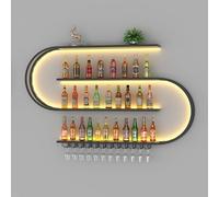 Tonuuoei Estante de vino de pared con luz LED, estante de vino de pared, estantes de bar, estante de bar montado en la pared, soporte para copas de vino, estantes de pared para bar en casa, comedor