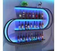 Tonuuoei Estante de vino de pared con luz LED, estante de vino de pared, estantes de bar, estante de bar montado en la pared, soporte para copas de vino, estantes de pared para bar en casa, comedor