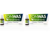 TONWAS RENDIMIENTO | Ayuda a la Disminución del Cansancio y Mejora del Rendimiento Intelectual | Con Ginseng | 10 Viales Bebibles de 10 ml | Complemento Alimenticio. (Paquete de 2)
