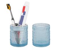 Tonxus Soporte para cepillos de dientes para baños, juego de soporte de cepillo de dientes de vidrio y pasta de dientes, vaso de baño de 10 onzas y taza de enjuague bucal, soporte para cepillo de