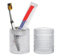 Tonxus Soporte para cepillos de dientes para baños, juego de soporte de vidrio para cepillo de dientes y pasta de dientes, vaso de baño de 10 onzas y taza de enjuague bucal, soporte para cepillo de