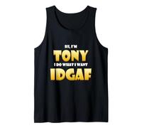 Tony Costume Idgaf Meme Personalized First Name Tony Joke Camiseta sin Mangas