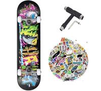 Tony Hawk - Monopatín completo profesional serie principiante 8.0" con herramienta multiusos + 50 pegatinas (ransom + sticks + tool, 8.0)