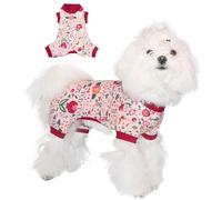 TONY HOBY Pijama de algodón ligero con diseño de flores y conejo para perros pequeños, color rosa