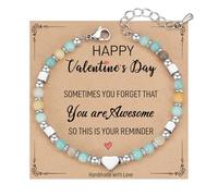 TONY & SANDY Pequeñas pulseras de cuentas para mujer, a veces olvidas que eres impresionante, regalo único para mujeres, mamá, hija, esposa, compañera de trabajo, mejor amiga, nieta, 7 Inches, Acero