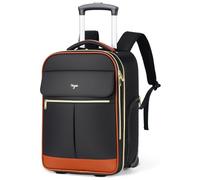 Tonyeee Mochila enrollable para mujer de 17 pulgadas, mochila con ruedas, bolsa de mano Underseat tamaño L, 46 x 32 x 18 cm, 2 en 1 trolley maleta piloto, apertura de 180 grados, impermeable, Negro