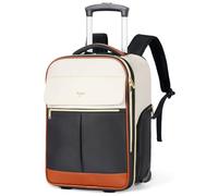 Tonyeee Mochila enrollable para mujer de 17 pulgadas, mochila con ruedas, bolsa de mano Underseat tamaño L, 46 x 32 x 18 cm, 2 en 1 con ruedas, maletín piloto 2 en 1, apertura de 180 grados