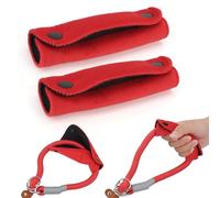 TONYFY 2 fundas de agarre para correa de perro, suave envoltura de malla de terciopelo y poliéster para un agarre cómodo, almohadilla protectora para correa de perro, bolso, muletas, equipaje (rojo)