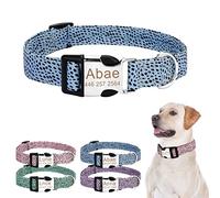 TONYFY Collar Personalizado para Perro con Moteado Vintage, Etiqueta con Nombre y número de teléfono Grabados a Medida, Collar Ajustable para Perros pequeños, medianos y Grandes, Azul-XS