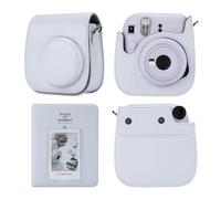TONYLAIJIANTAO Camera Case Compatible with Fujifilm Instax Mini 12 11 9 8 Instant Camera, PU Leather Carrying Bag with 64 Pockets 2 x 3 Mini Photo Album. (White)