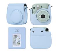 TONYLAIJIANTAO Funda para cámara Fujifilm Instax Mini 12 11 9 8 Instant Camera, PU Leather Carrying Bag with 64 Pockets, 2 x 3 Mini Photo Album, azul, Bolso bandolera