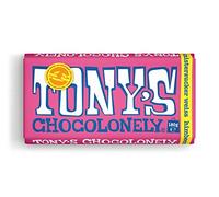 Tony's Chocolonely - Chocolate blanco con frambuesa y azúcar crepitante - Cuadro chocolate - 1 x 180 gramos - Embalaje a granel - Vegetariano - Belgium Fairtrade Chocolate