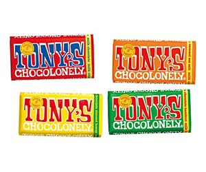 Tony's Chocolonely The Milk Chocolate Bundle 4 x 180g - Nuestras barras de chocolate con leche favoritas - Barra de chocolate - 32% cacao - Set de regalo - Regalos - Chocolate de comercio justo