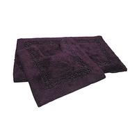 Tonys Textiles Diamante - Juego de 2 Alfombrillas Gruesas para baño e Inodoro - Acabado con Efecto Brillante - 100% algodón - Morado Berenjena
