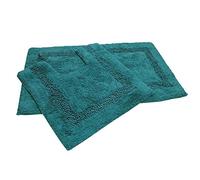 Tonys Textiles Diamante - Juego de 2 Alfombrillas Gruesas para baño e Inodoro - Acabado con Efecto Brillante - 100% algodón - Verde Azulado