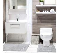 Tonys Textiles Diamante - Juego de 2 Alfombrillas Gruesas para baño e Inodoro - Acabado con Efecto Brillante - 100% algodón - Gris Plateado