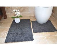 Tony's Textiles Juego de 2 Alfombrillas Gruesas para baño - 100% algodón Trenzado - Plateado