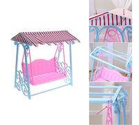 Tonysa Columpio en Miniatura con Techo, Juego de Muebles para Casa de Muñecas, Juguete para Niños y Niñas, Columpio de Plástico ABS Rosa/Azul para Accesorios de Jardín o Hogar a Escala 1/6 (Pink)