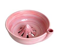 Tonysa Cuenco de Cerámica para Lavar Bayas, Colador de Frutas y Verduras con Drenaje Automático, Cuenco Multifuncional para Servir en la Encimera, Enjuague de Cocina Apto para Frigorífico y (PINK)
