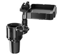 Tonysa Expansor de Bandeja de Soporte para Automóvil de Doble Taza Ajustable para Viajes de Larga Distancia, Soporte Multifuncional para Teléfono para Bebidas, Bandeja para Refrigerios para (S)