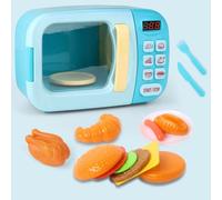 Tonysa Juego de Juguetes para Horno Microondas para Niños, Juego Fácil y Características Ideales, para Que los Niños Aprendan Herramientas de Cocina, Hecho de Material ABS (Blue)