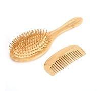 Tonysa Juego de Peines de bambú Antiestáticos para Peluquería, 2 Peines de Masaje para el Cuero Cabelludo con Dientes Redondos, Masajeador de Cabeza con Bolsas de Aire, Agarre Antideslizante, Cuero