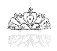 TONZN Coronas para Mujer, Tiara de Cristal Plateado, Diadema, Corona de Princesa para Mujeres, niñas, Novia, Boda, Fiesta de cumpleaños