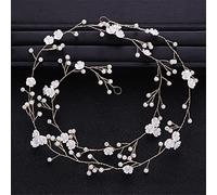 TONZN Diadema con Flores de Perla Dorada y Plateada para Mujer, para Fiestas, Novias, Bodas (1 Pieza Dorada (1 Paquete))