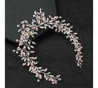 TONZN Diadema con Flores y Perlas de imitación para Mujer, Tocado para Boda, Tocado de Fiesta de Reina (Plata 11)