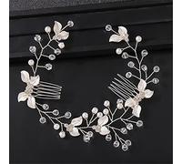 TONZN Diadema con Forma de Hoja de Perla, Accesorios para el Cabello, Accesorios para el Cabello de Mujer, Diadema de Boda (Plateada)