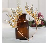 TONZN Diadema de Boda con Hojas y Flores de Cristal Plateadas y Doradas, Diadema para Mujer, Accesorios para el Cabello para Novias y Bodas