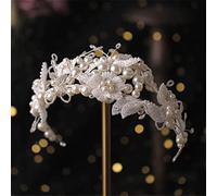 TONZN Diadema de Cristal con Perlas Plateadas para Mujer, Accesorio para el Cabello para Novia, Diadema de Flores para Fiesta de Boda (Plateada)