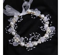 TONZN Diadema de Flores de Perlas, Tiara Nupcial, Corona de Boda, Pulsera con Tiara de Cristal, Accesorios para el Cabello (7 Piezas, 1 Pieza (1 Paquete))