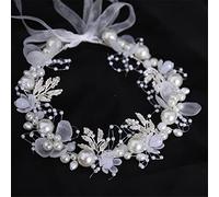 TONZN Diadema de Flores de Perlas, Tiara Nupcial, Corona de Boda, Pulsera con Tiara de Cristal, Accesorios para el Cabello (2 Piezas, 1 Pieza (1 Paquete))